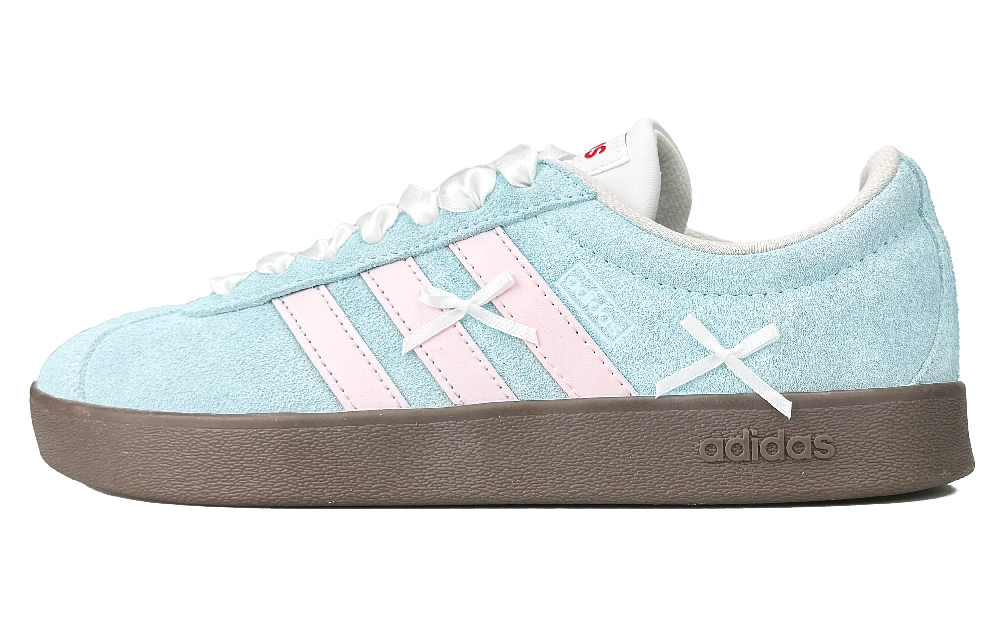 Adidas VL COURT 2.0 Abrasion Resistant Low Top Skateboard Shoes Unisex Blue Pink