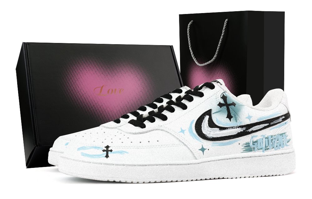 Nike Court Vision 1 Faith Of The Wind Abrasion Resistant Low Top Skateboard Shoes Men's Sky Blue