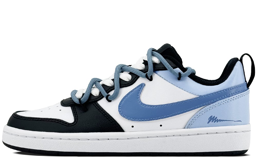 Nike Court Borough Skateboard Shoes Women's Low-Top Black Blue/White
