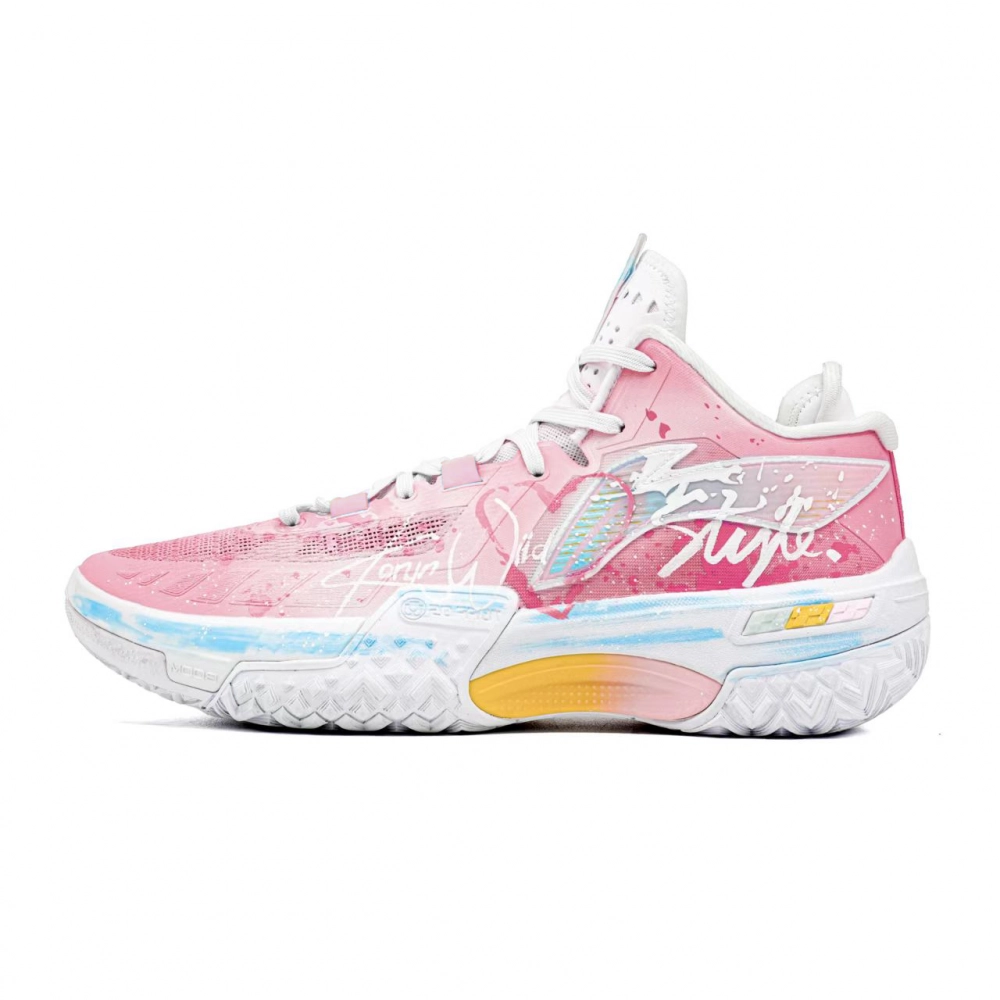 LiNing Shudder Cushioning, Wear Resistant Mid top Basketball Shoes Men's Pink