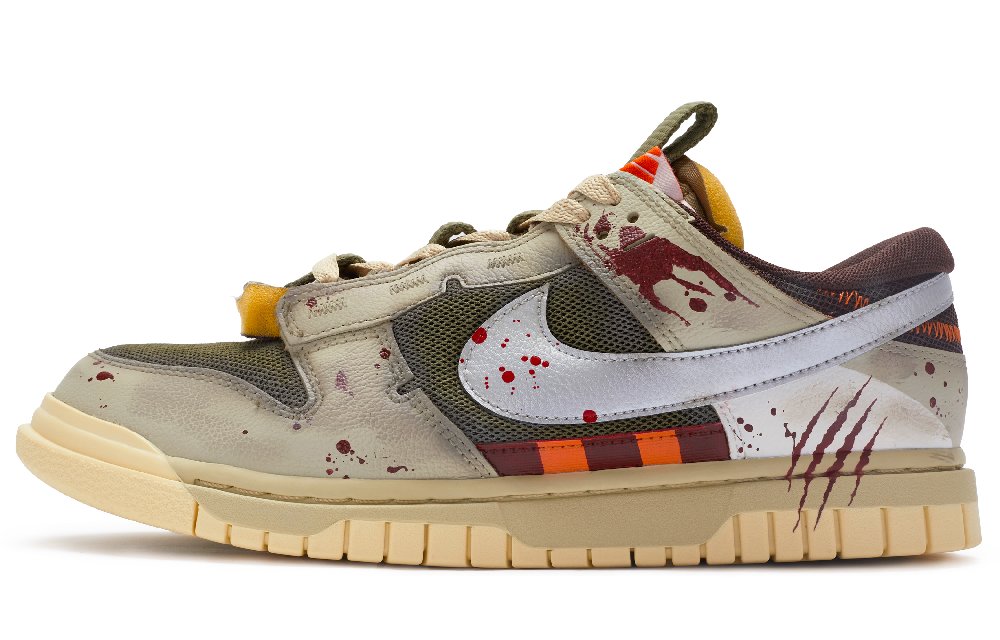 Nike Air Dunk Jumbo Remastered Low Top Skateboard Shoes Men's Olive Silver White
