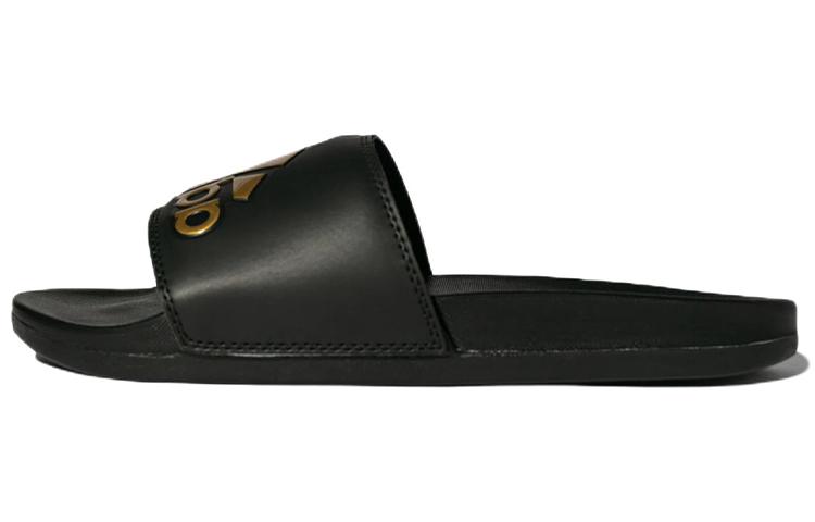 Adidas Adilette Comfort Slides Core Black Gold Metallic