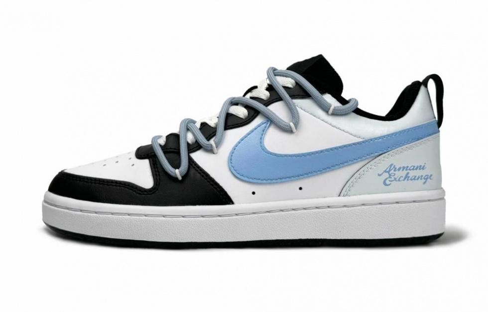 Nike Court Borough Low-Top Skateboard Shoes Women's Black White Blue