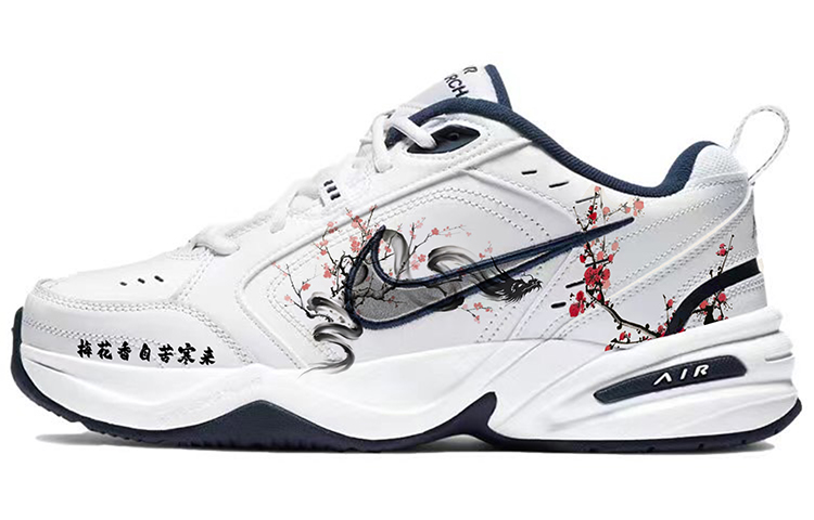 Nike Air Monarch 4 Anti-Slip Wear-Resistant Low-Top Chunky Sneakers Unisex Blue White