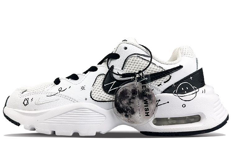 Nike Air Max Fusion Cushioning Anti-Slip And Wear-Resistant Low-Top Running Shoes Women's White Black