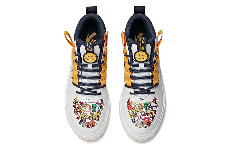 Coca Cola X ANTA Skateboard Shoes Women's High top ANTA White/Ink Blue/Yellow купить в интернет-магазине Yoocart с быстрой доставкой по России.
