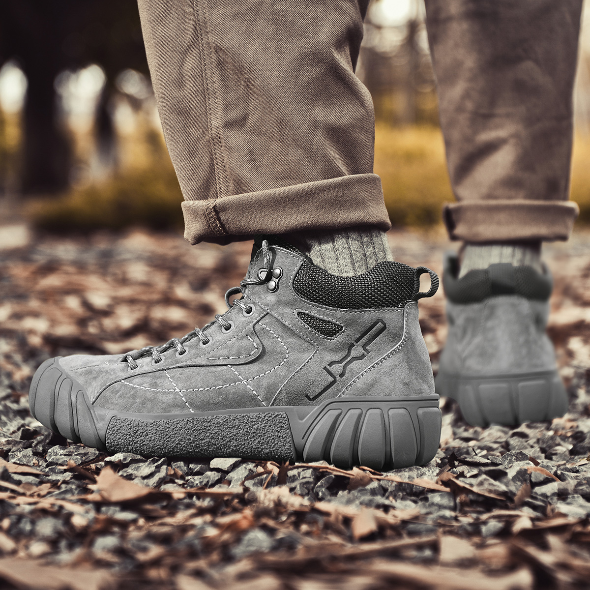 Jeep Mid Top Outdoor Shoes Men's Gray купить в интернет-магазине Yoocart с быстрой доставкой по России.