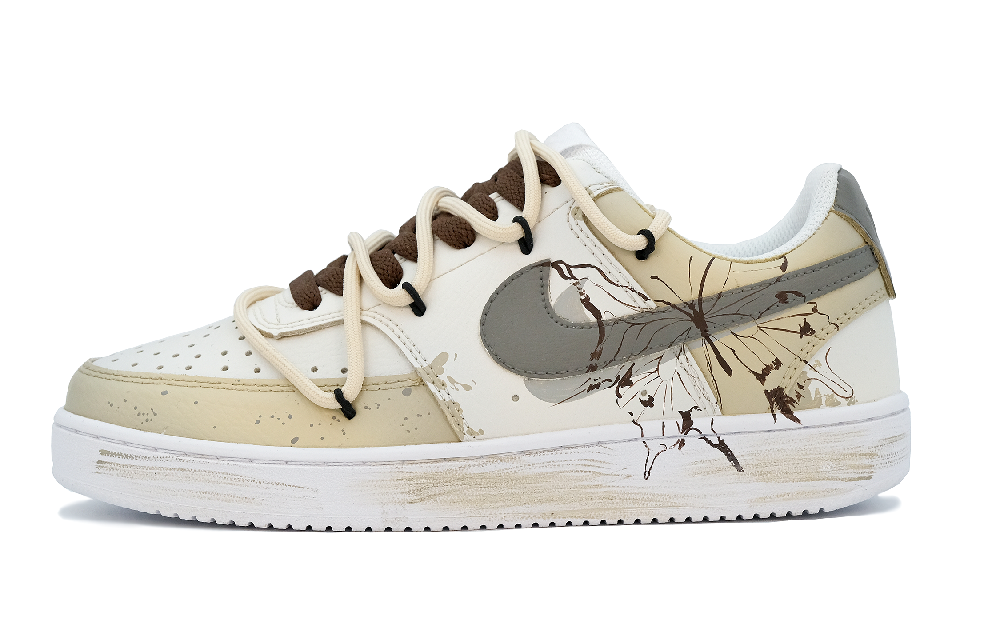 Nike Court Vision 1 Low-Top Skateboard Shoes Unisex Beige Gray