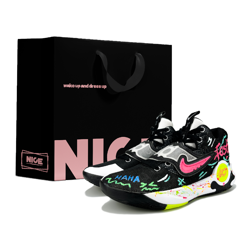 Nike KD Trey 5 X Slip Resistant Abrasion Resistant Low top Basketball Shoes Men's Black Pink