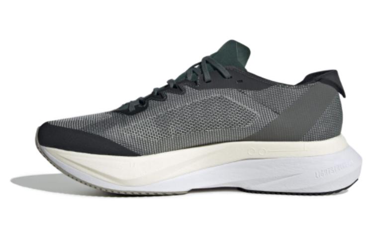 Adidas Adizero Boston 12 Abrasion Resistant Breathable Low Top Carbon Plate Marathon Running Shoes Men's Black Green
