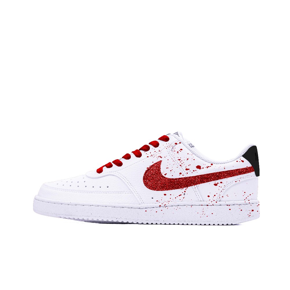 Nike Court Vision 1 Anti-Slip Wear-Resistant Low-Top Skateboard Shoes Unisex White Red