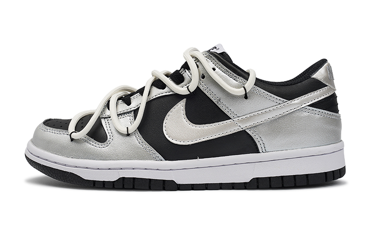 Nike Dunk Low Top Skateboard Shoes GS Black Silver