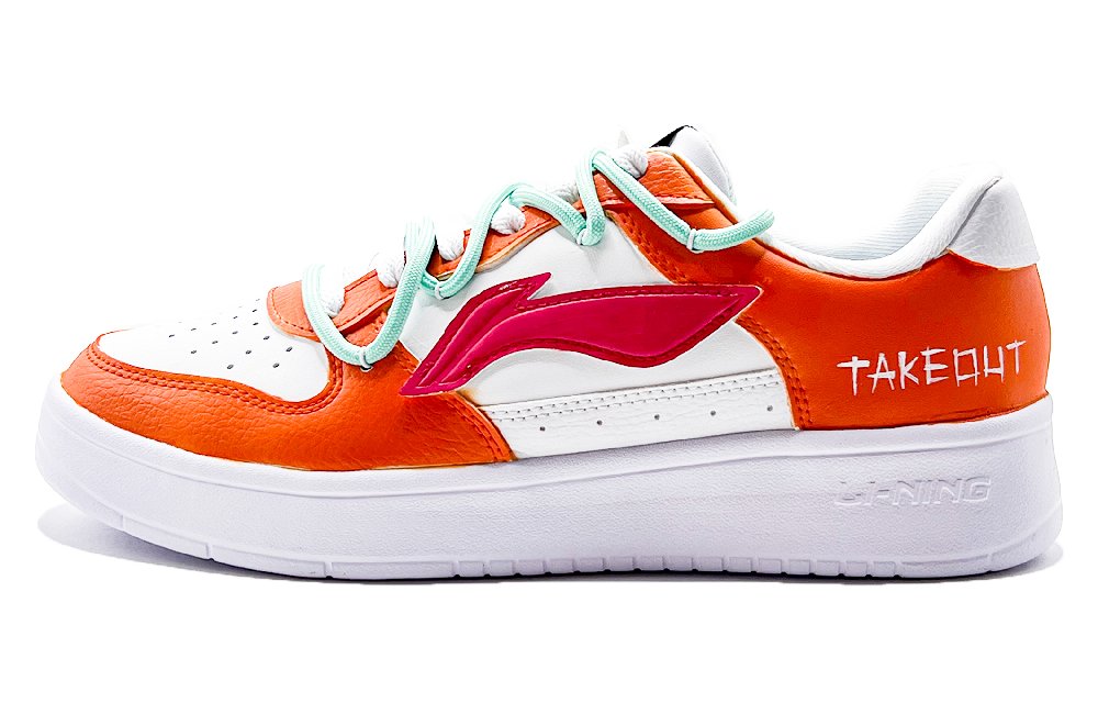 LiNing Pontoon Boats Slip Resistant, Abrasion Resistant, Breathable Low top Skateboard Shoes Men's White Orange