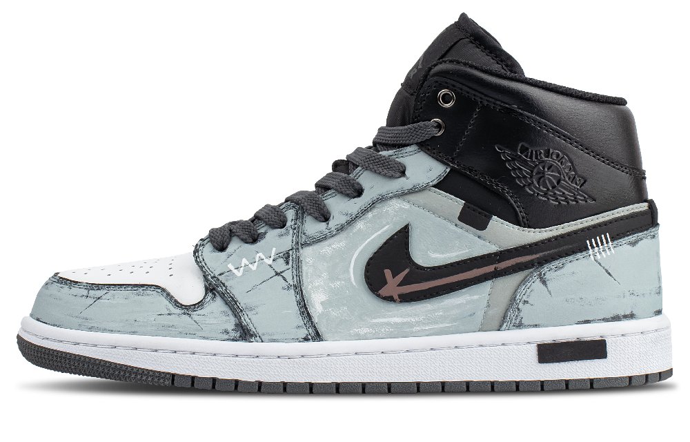 Jordan Air Jordan 1 Abrasion Resistant Mid Top Vintage Basketball Shoes Men's Cyan