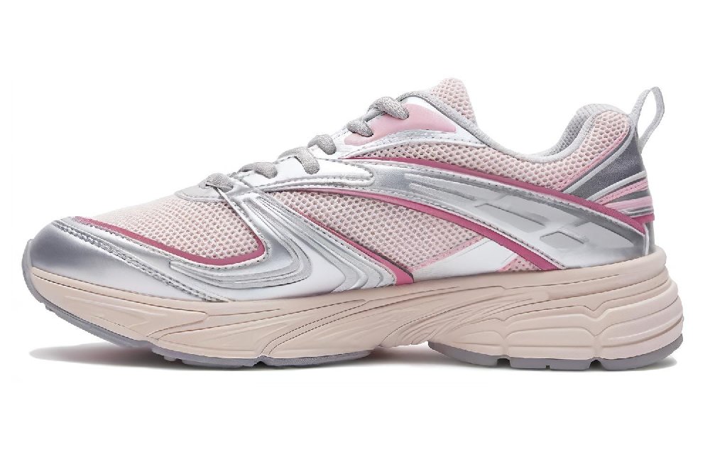 FILA Interrun Cushioning Wear-Resistant Low-Top Casual Running Shoes Unisex Silver Pink Korean Style