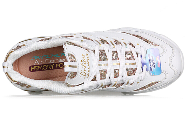 Skechers D'Lites Low Top Daddy Shoes White/Gold Women's