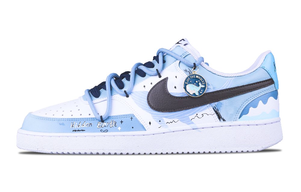 Nike Court Vision 1 NN Whale Falls Into The Continent Slip-Resistant Cushioning Skateboard Shoes Men's Blue White