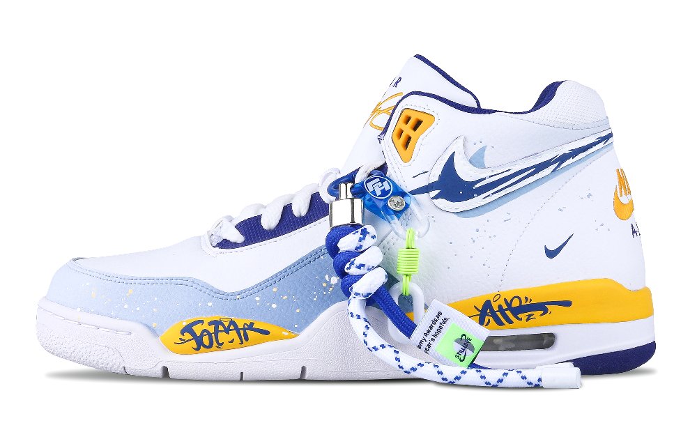 Nike Flight Legacy High-Top Vintage Basketball Shoes Unisex White Blue Yellow