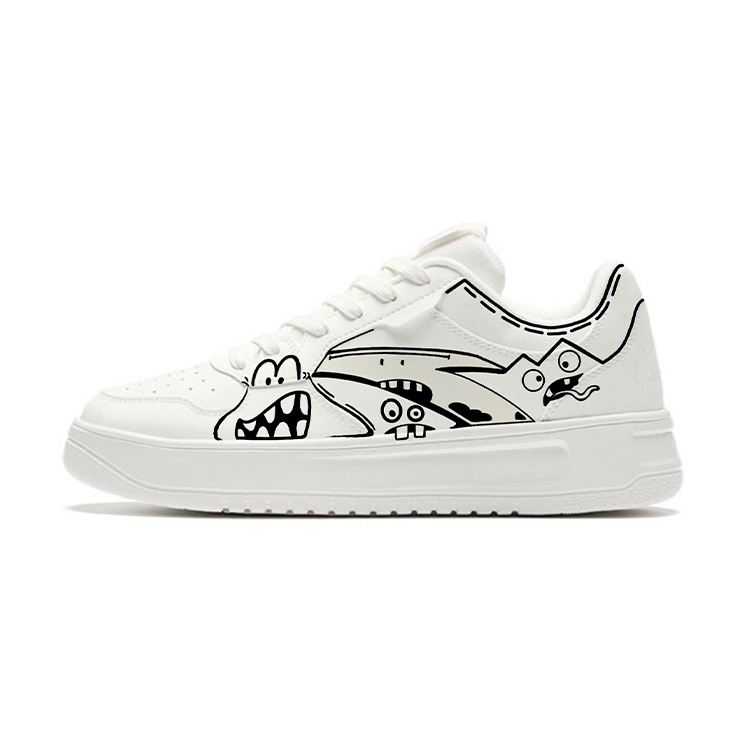 Anta Anti Slip And Wear Resistant Breathable Low Top Skateboard Shoes Unisex White Black