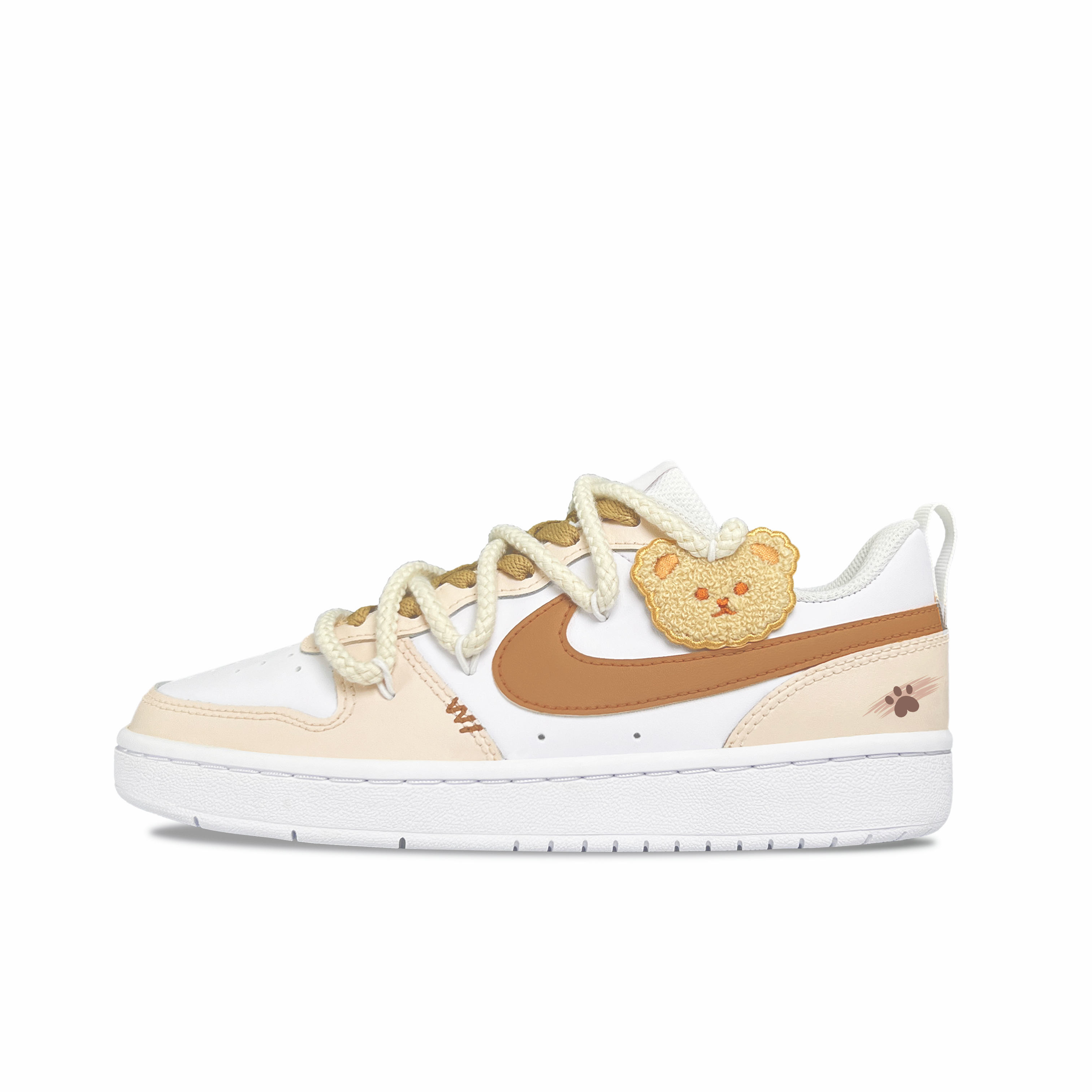 Nike Court Borough Bear Milk Cake Slip Resistant Abrasion Resistant Low top Skateboard Shoes GS Ecru