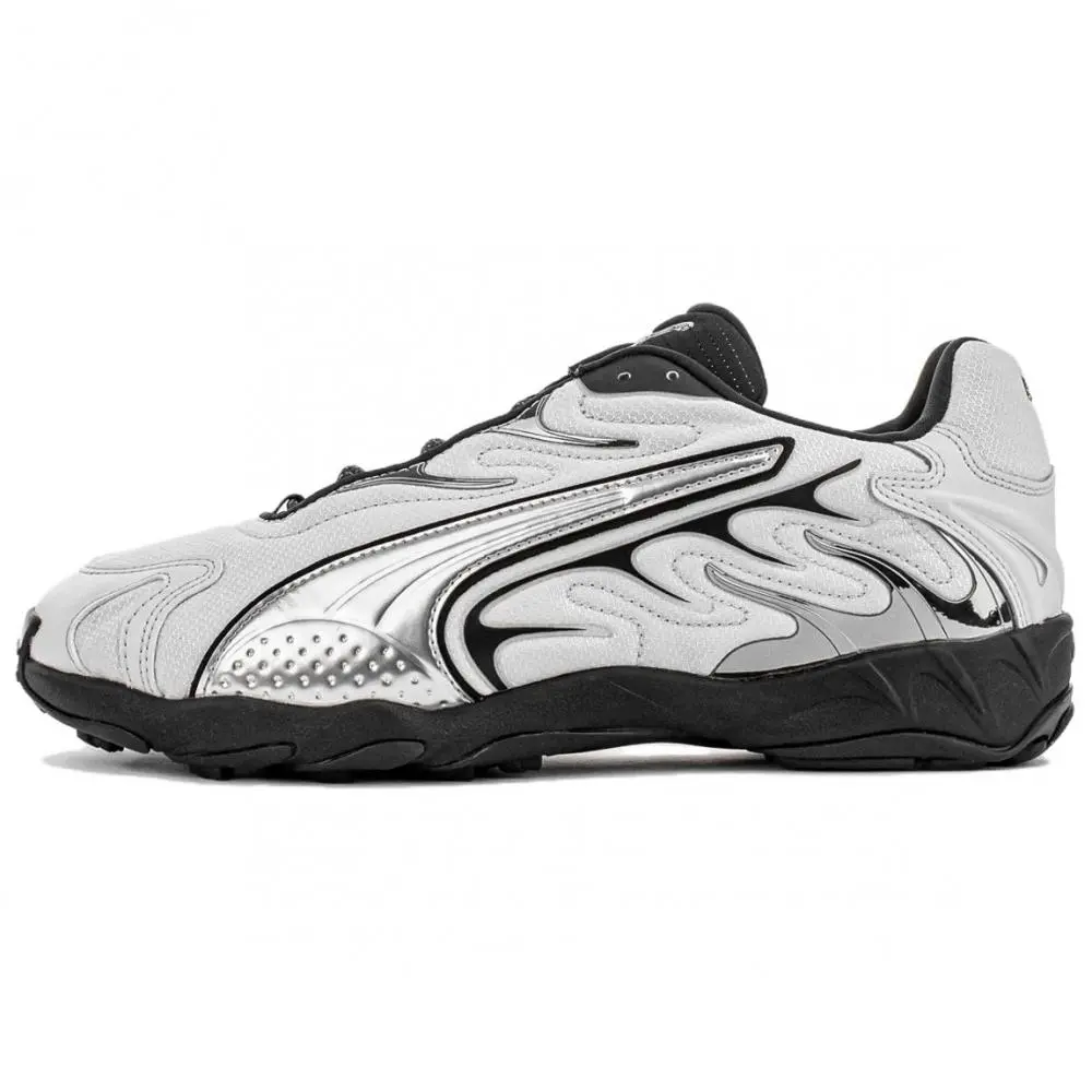 PUMA Inhale Abrasion Resistant Low Top Running Shoes Men's Silver Black