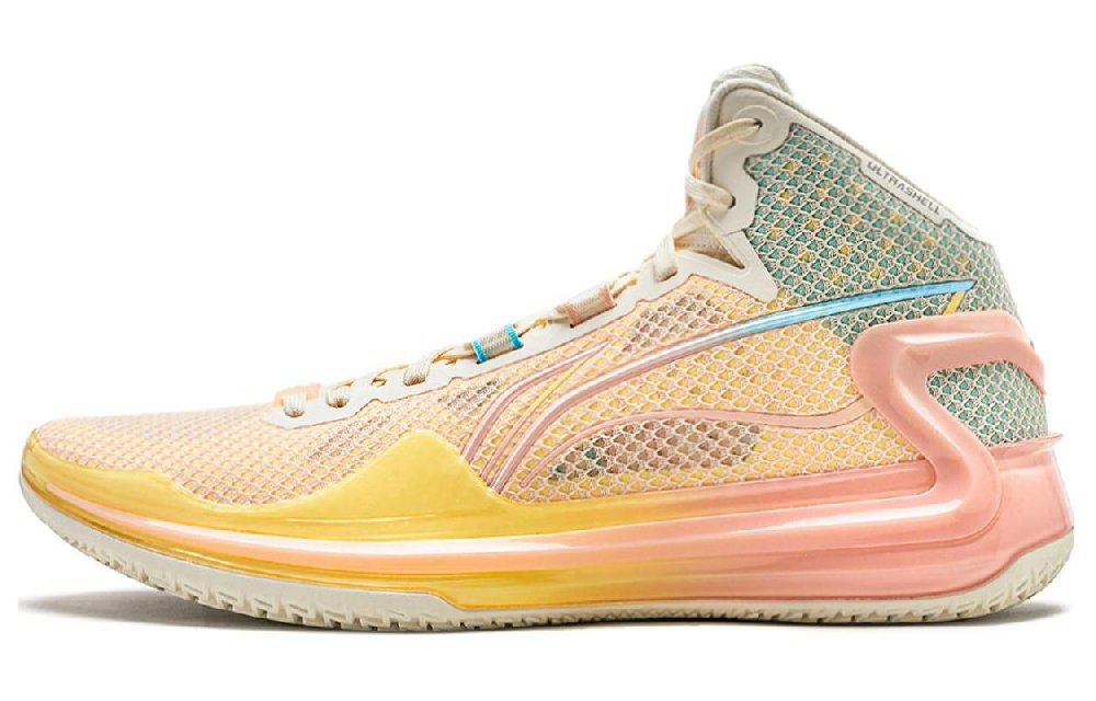 LINING Liren 4 Basketball Shoes Men Mid Top Neon Yellow/Light Mustard/Cool Blue