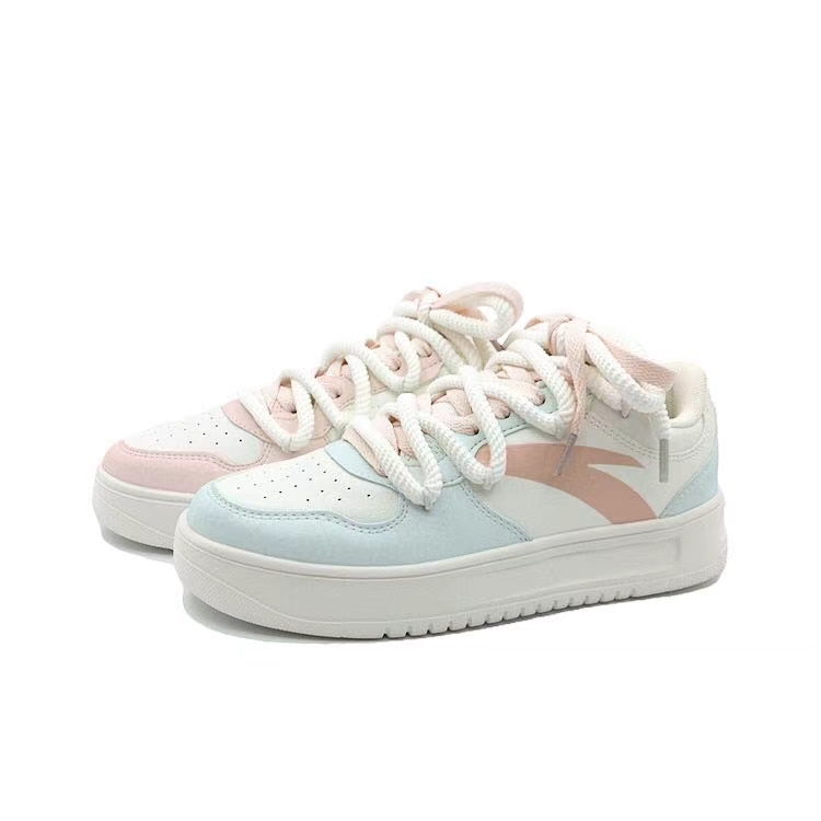 Anta Relaxed Anti Slip Wear Resistant Low Top Skateboard Shoes Unisex Pink Blue Mismatched
