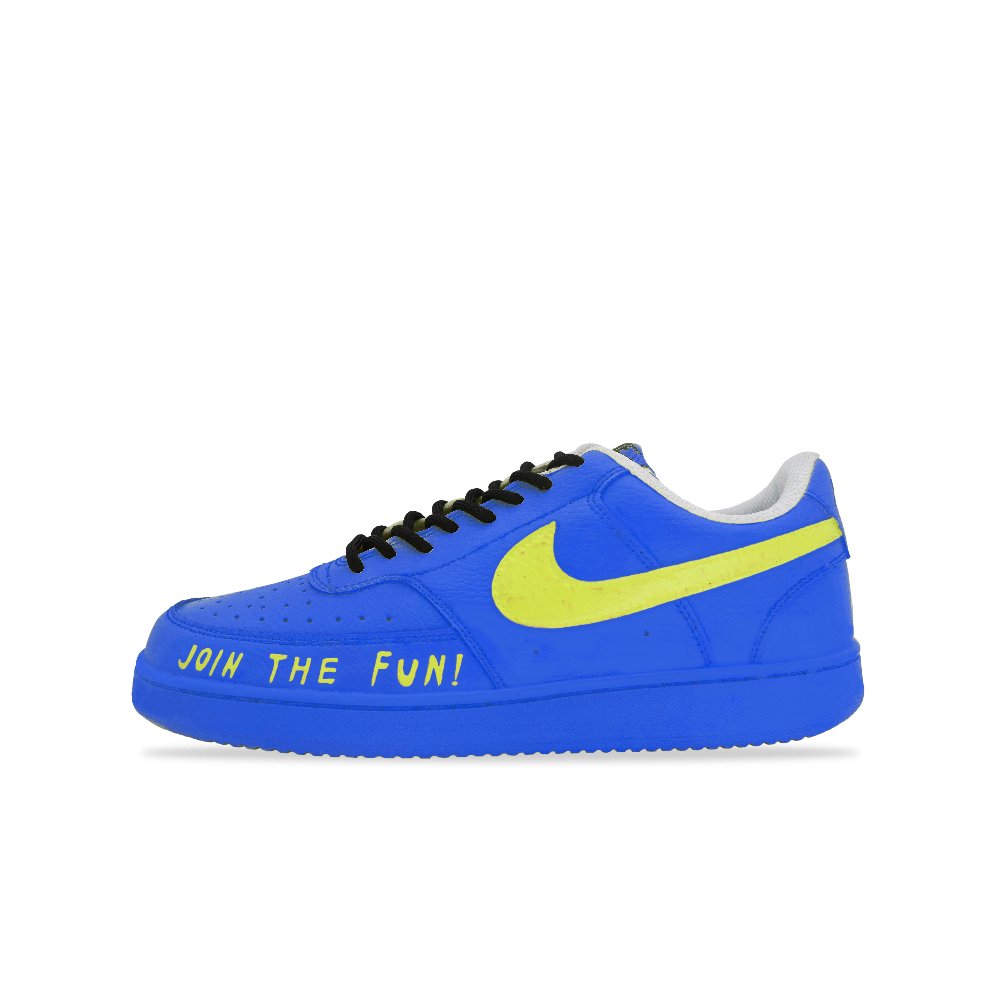 Nike Court Vision Breathable Low Top Skateboard Shoes Men's Blue Yellow