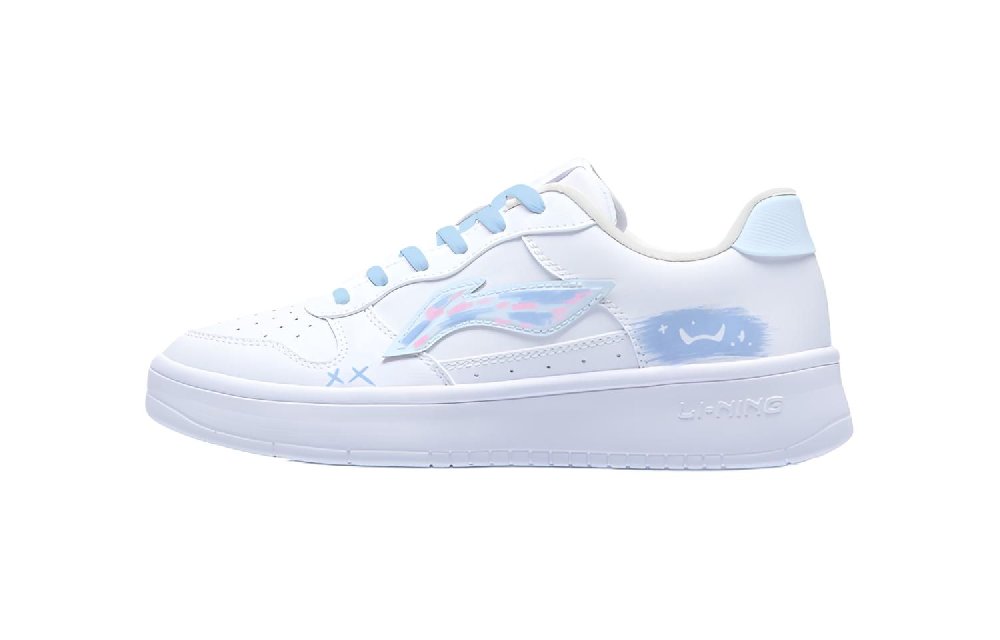 LiNing Pontoon Boats Coverage Slip Resistant And Abrasion Resistant Low Top Skateboard Shoes Women's White Blue