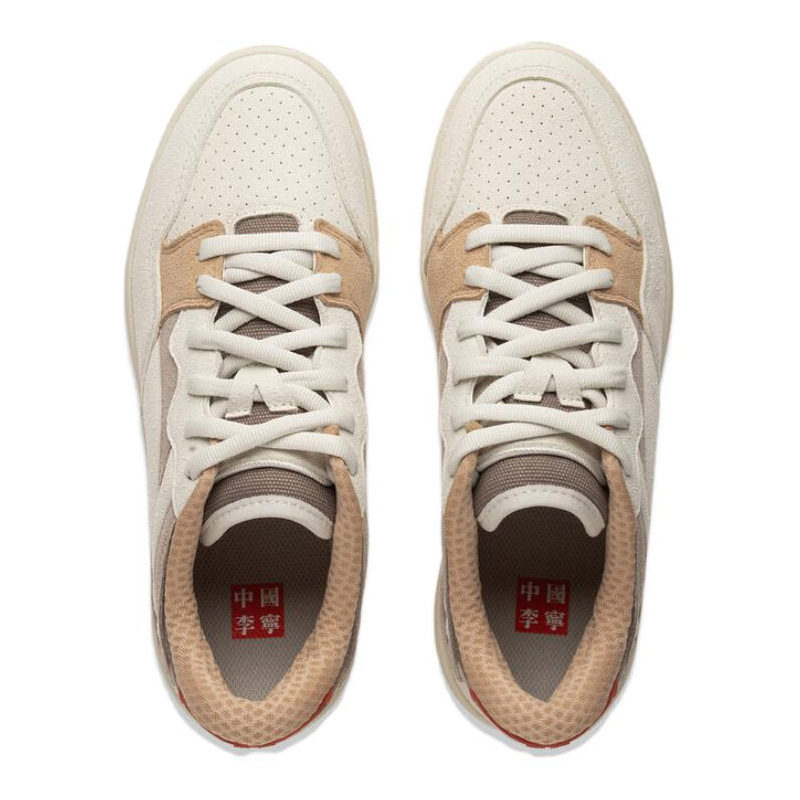 LiNing Anti Slip Wear Resistant Low Top Skateboard Shoes Women's Beige Umber Brown