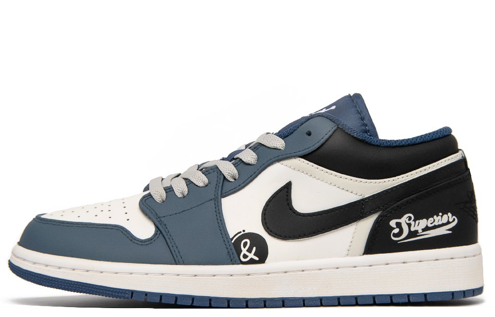 Jordan Air Jordan 1 Walking Adventure Anti Slip Wear Resistant Low Top Vintage Basketball Shoes Men's Blue Black