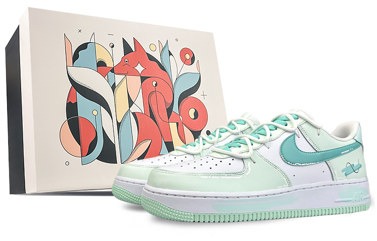Nike Air Force 1 Durable Breathable Low-Top Skateboard Shoes Men's Green White