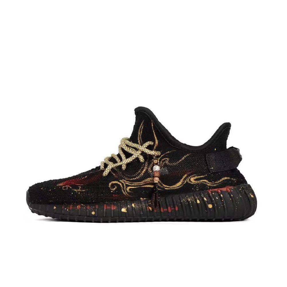 Adidas Originals Yeezy Boost 350 V2 Lightweight Support Balance Low Top Casual Shoes Unisex Black Gold