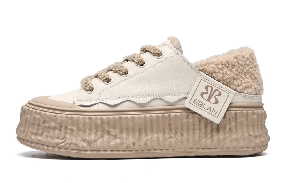 EBLAN Height Increasing Low Top Skateboard Shoes Women's Apricot
