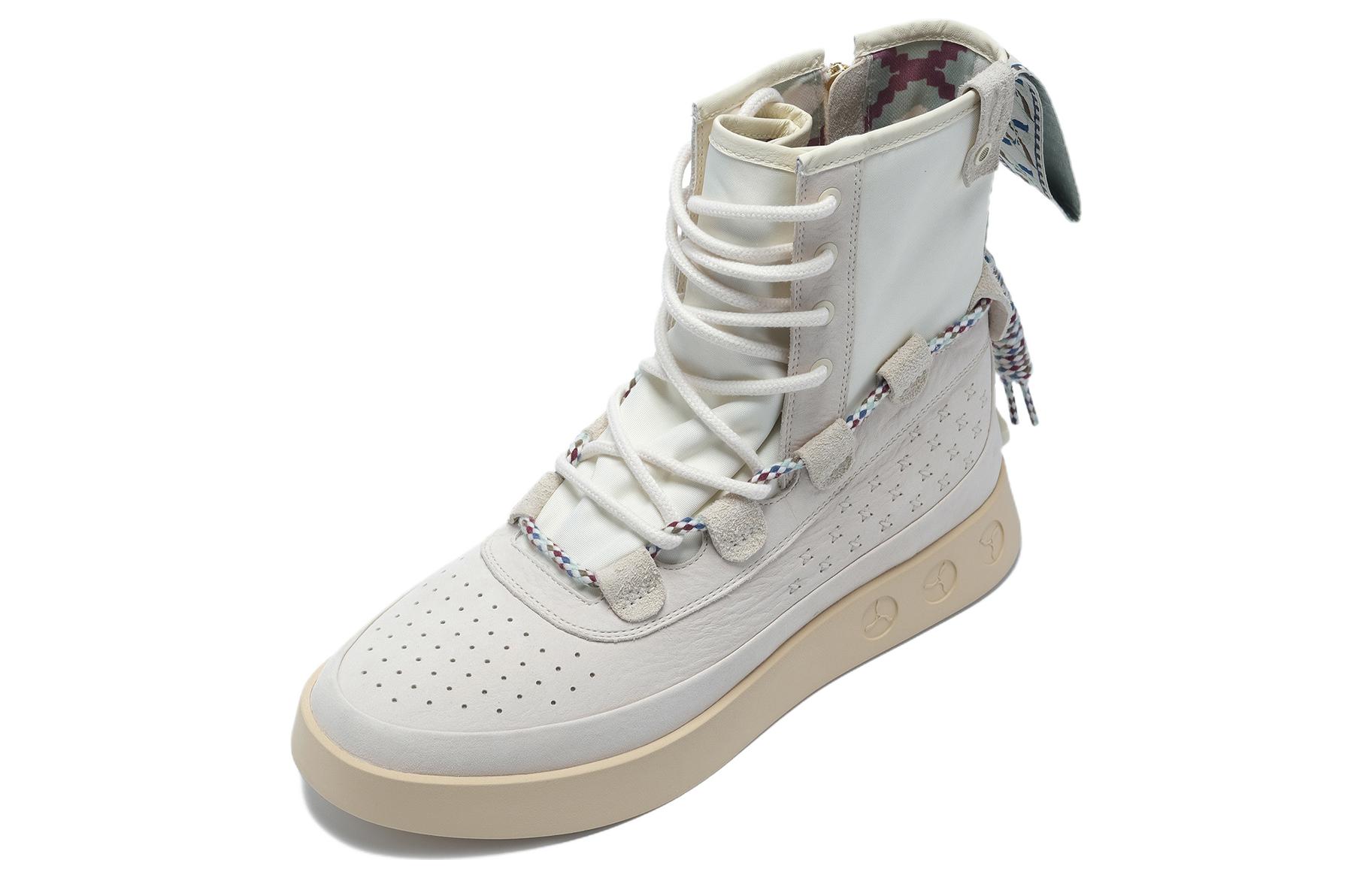LI NING 1990 Tour Series Abrasion Resistant High Top Skateboard Shoes Men's White