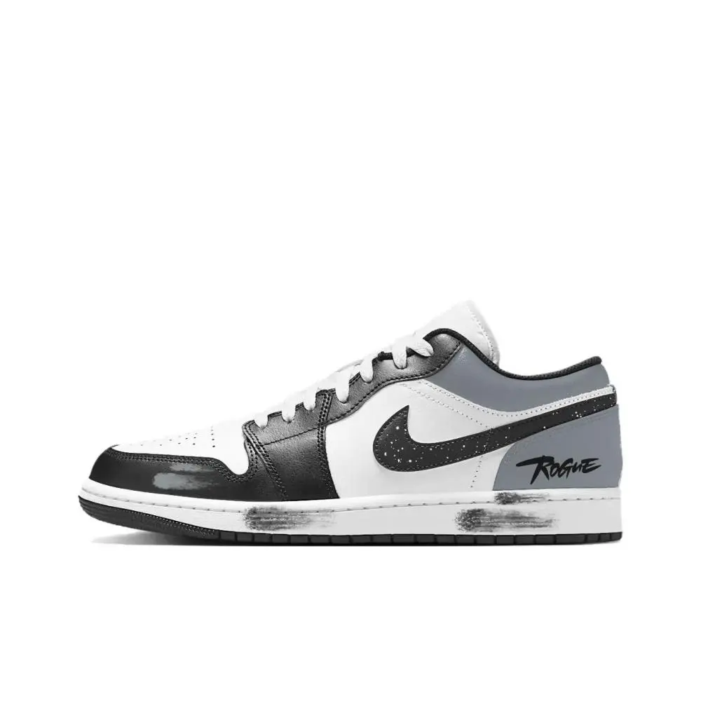 Jordan Air Jordan 1 Shadow Ink Splatter Low top Vintage Basketball Shoes Unisex Black White