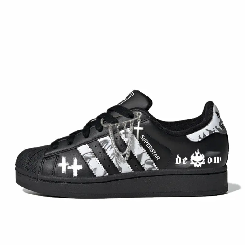 Adidas Originals Superstar 2 Mamba Inferno Abrasion Resistant Low top Skateboard Shoes Unisex Black White
