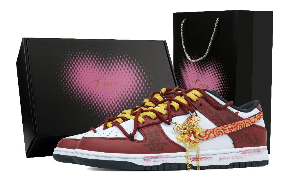 Nike Dunk Heaven's Perfect Match Anti Slip Wear Resistant Low Top Skateboard Shoes Women's Red