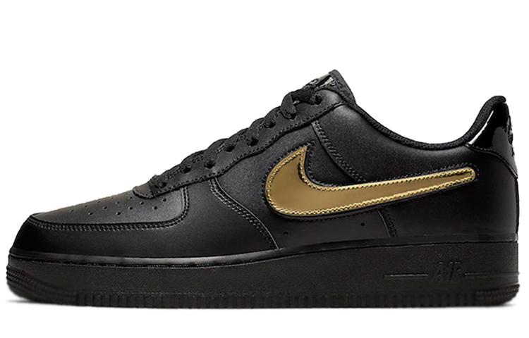 Nike Air Force 1 Black Metallic Gold Removable Swoosh Pack