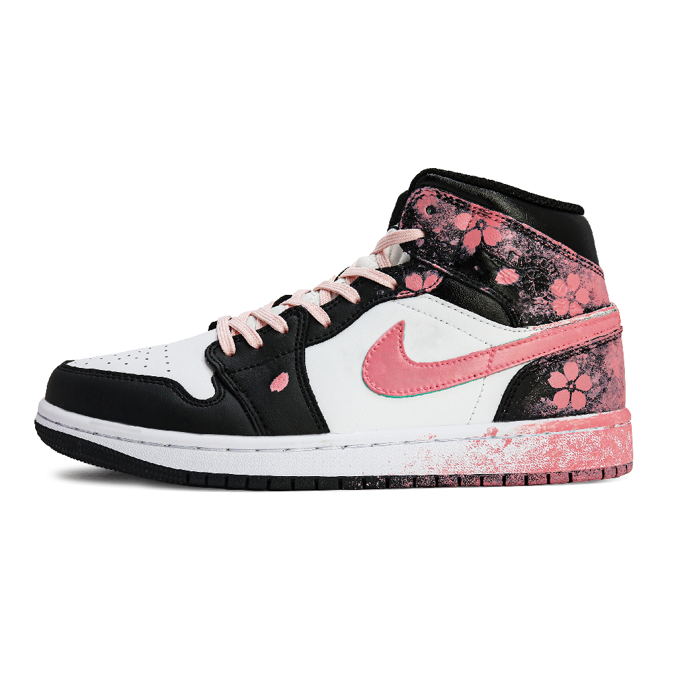 Jordan Air Jordan 1 Anti-Slip Wear-Resistant High-Top Vintage Basketball Shoes Unisex Black Pink