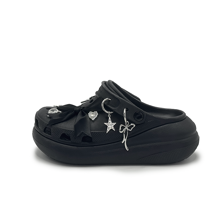Crocs Classic Clog Punk Bowknot Classic Crush Clogs Women's Black