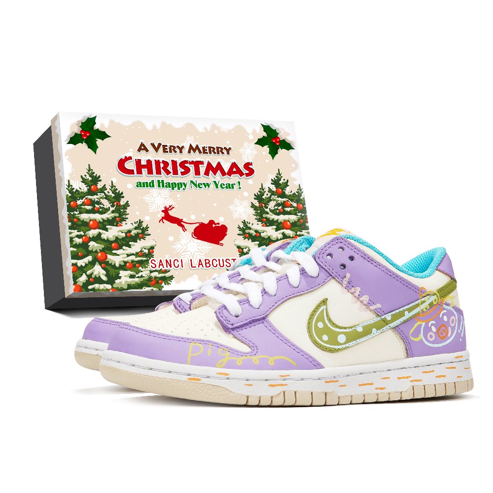 Nike Dunk Anti-Slip Wear-Resistant Low-Top Skateboard Shoes GS Light Purple