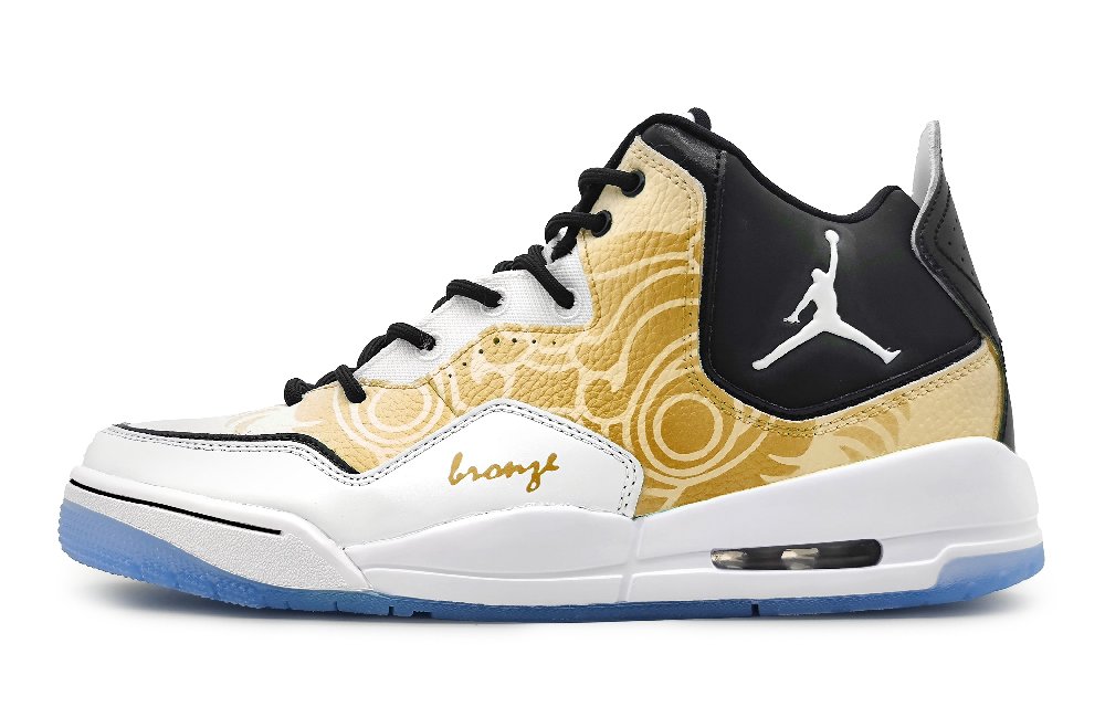 Jordan Courtside 23 Anti-Slip Wear-Resistant Mid-Top Vintage Basketball Shoes GS Yellow