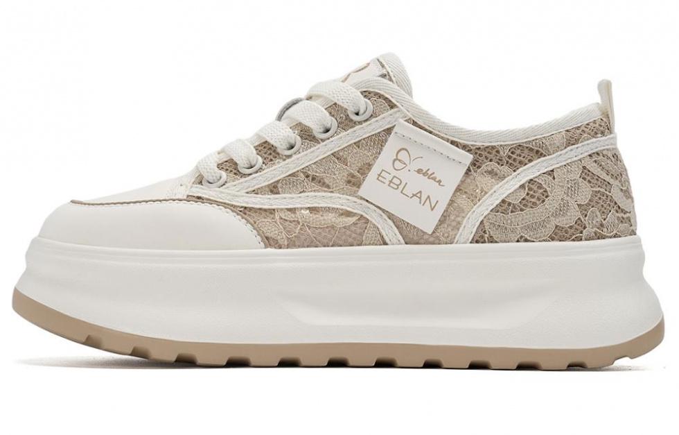 EBLAN Cushioning, Wear Resistant Low Top Skateboard Shoes Women's Ecru