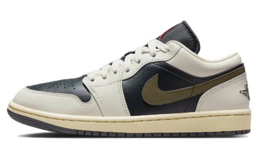 Jordan Air Jordan 1 Anti Slip Wear Resistant Low Top Vintage Basketball Shoes Women's Black White Green