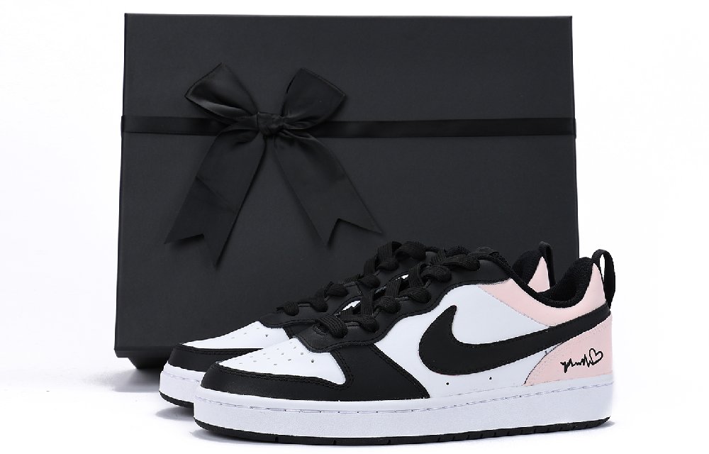 Nike Court Borough Low Chestnut Slip-Resistant Coverage Low-Top Skateboard Shoes GS Black Pink