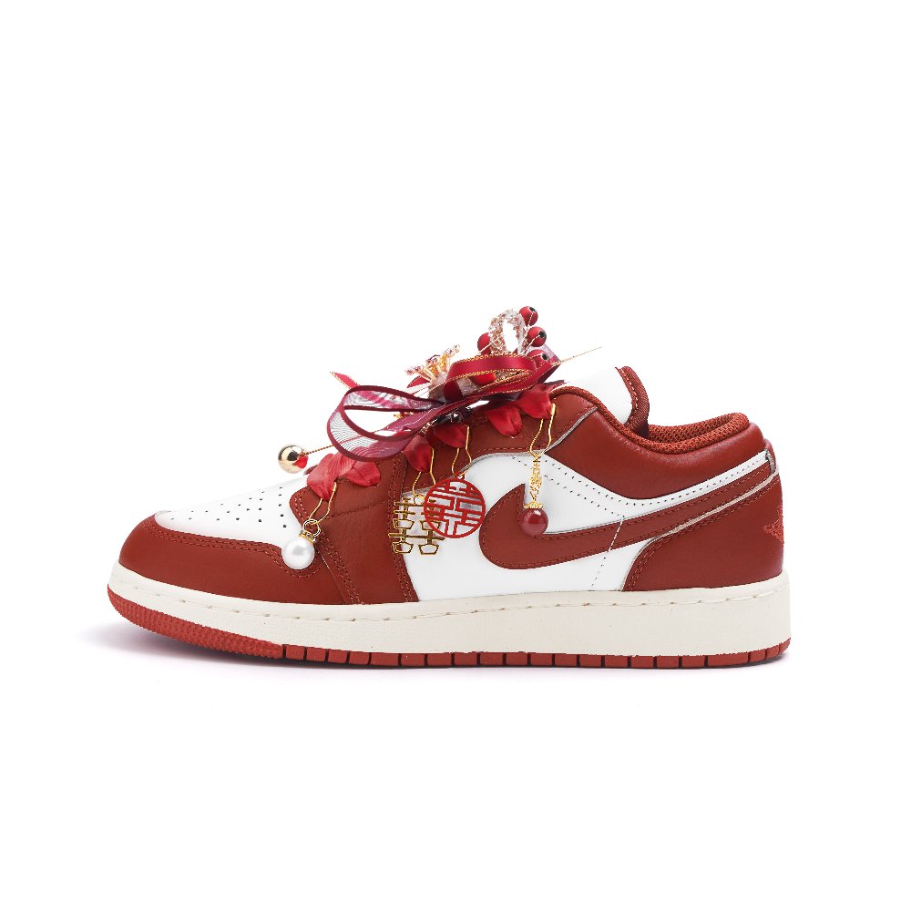 Jordan Air Jordan 1 Anti Slip Wear Resistant Low Top Vintage Basketball Shoes Women's Red