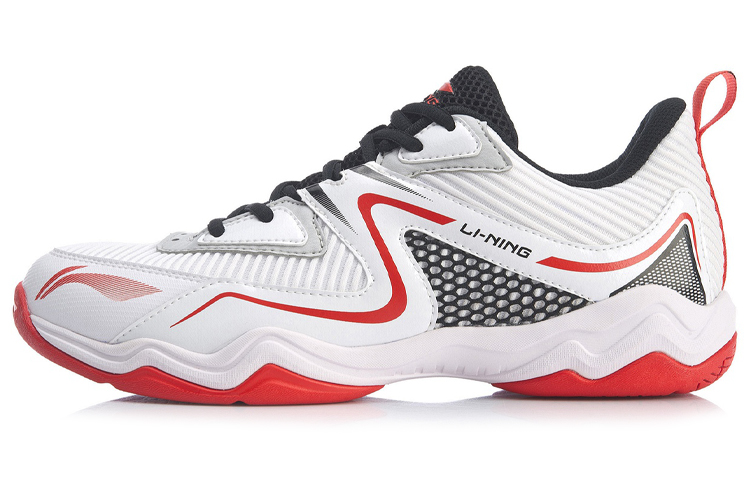 LiNing Sound Waves Durable Cushioning Low-Top Badminton Shoes White Red