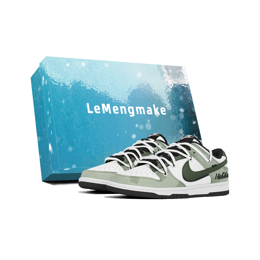 Nike Dunk Dust Collection Abrasion Resistant Low Top Skateboard Shoes Men's Green White