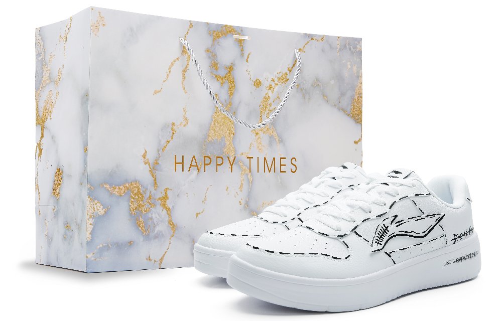 LiNing Anti-Slip Wear-Resistant Low-Top Skateboard Shoes Men's White